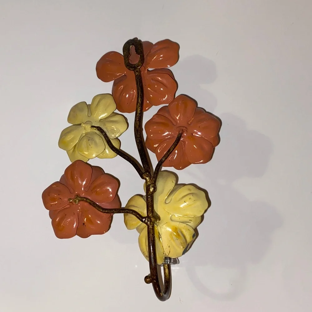 Vintage-Style Colorful Orange & Yellow Design Decorative Floral Wall Art 8” L